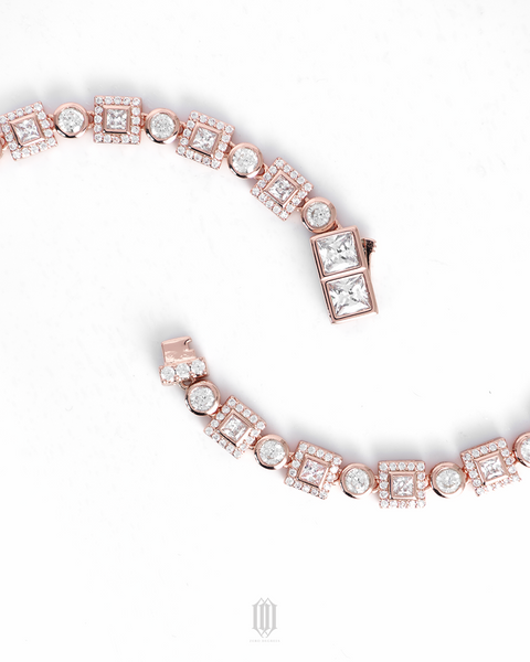 Clustered Square Brilliant Bracelet - Rose Gold