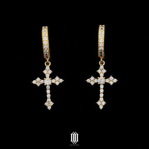 Clustered Cross Earrings - Gold