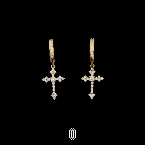 Clustered Cross Earrings - Gold