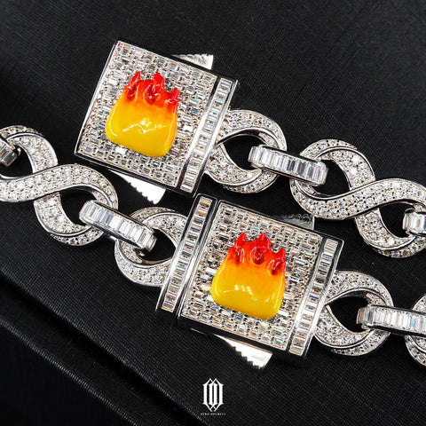 Baguette Infinity Link Necklace & Bracelet Set With Custom Flame Clasp