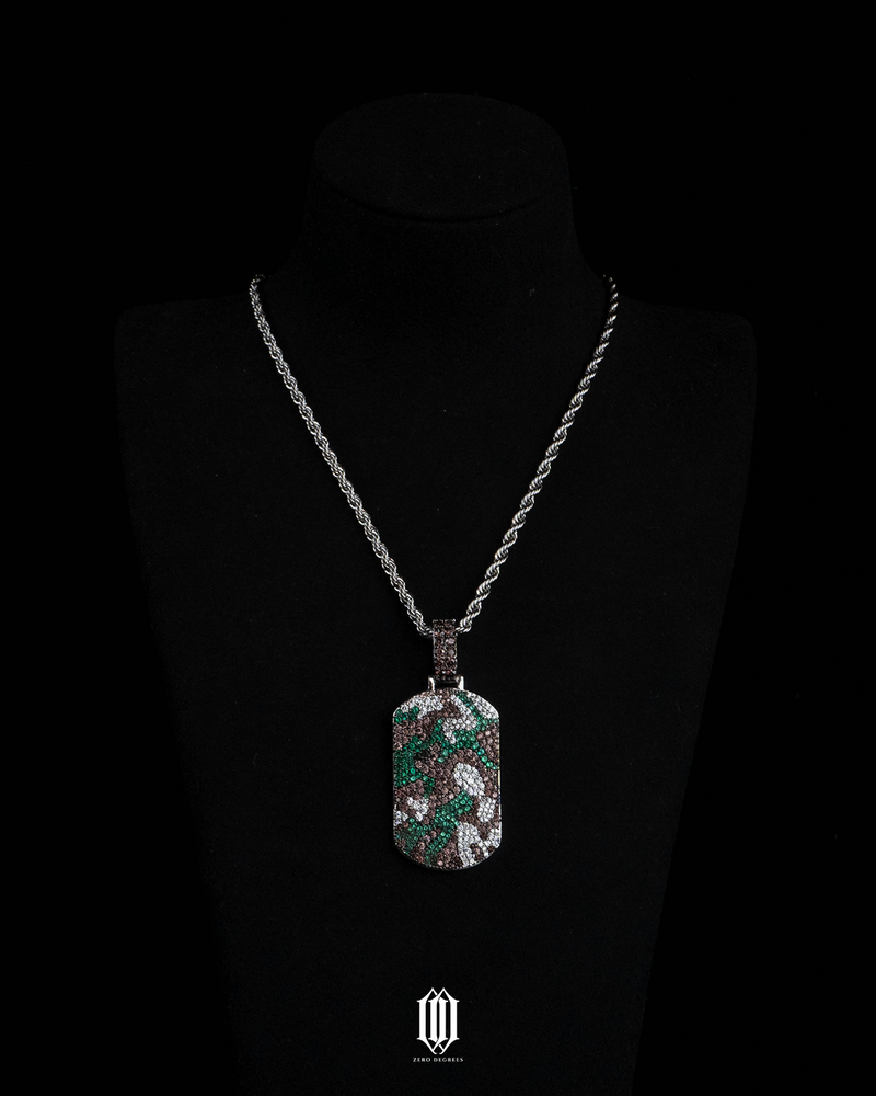 Camo Dog Tag - White Gold
