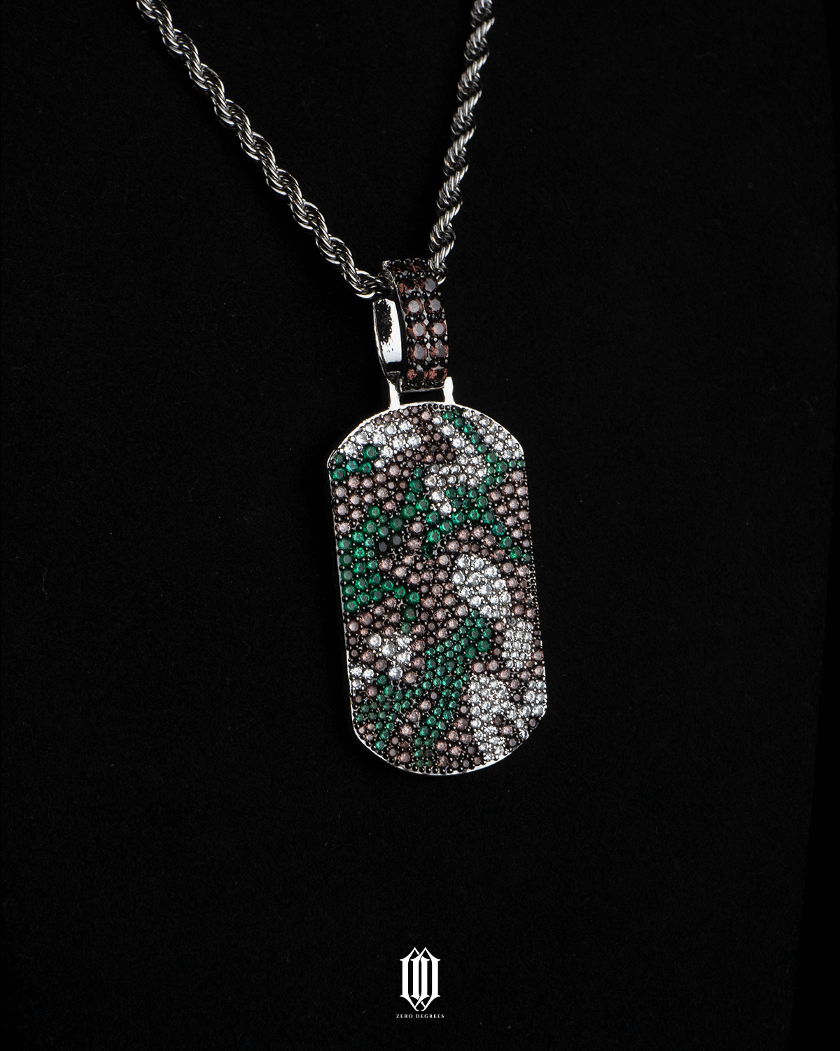Camo Dog Tag - White Gold