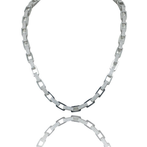 8mm Bicycle Link Necklace White Gold