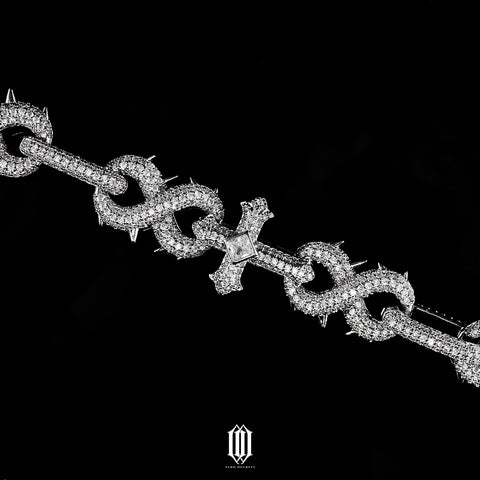 Detachable Thorned Infinity Cross Bracelet - White Gold