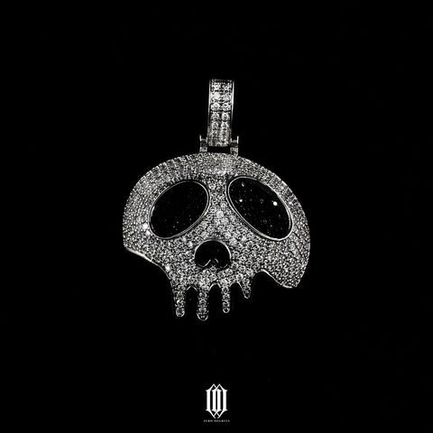 Dripping Skull Pendant - White Gold