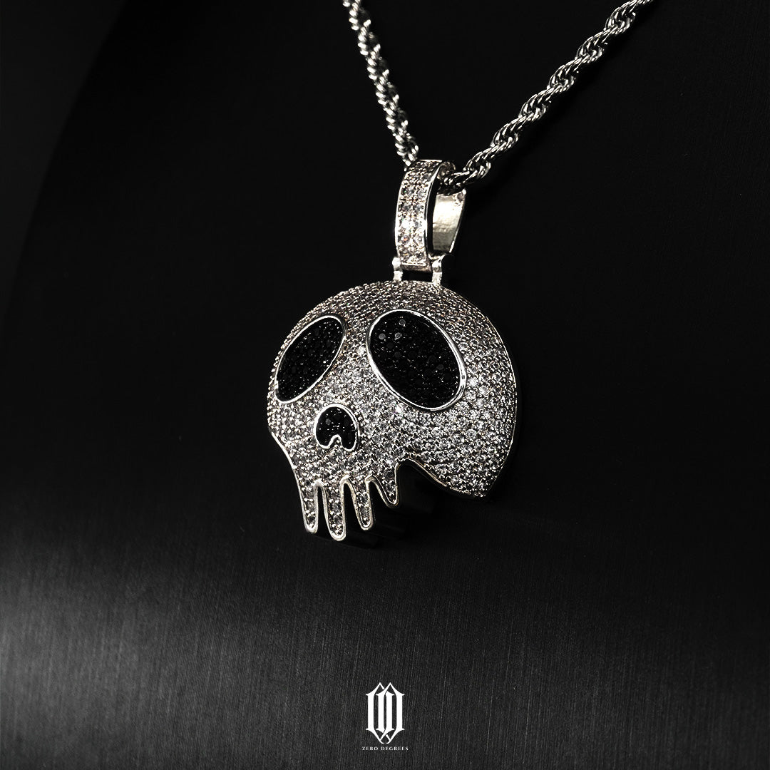 Dripping Skull Pendant - White Gold