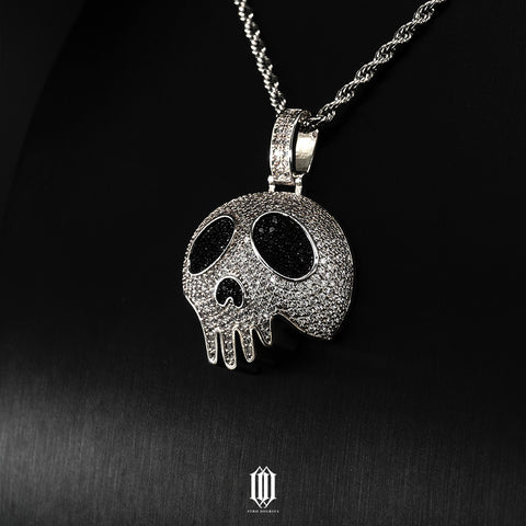 Dripping Skull Pendant - White Gold