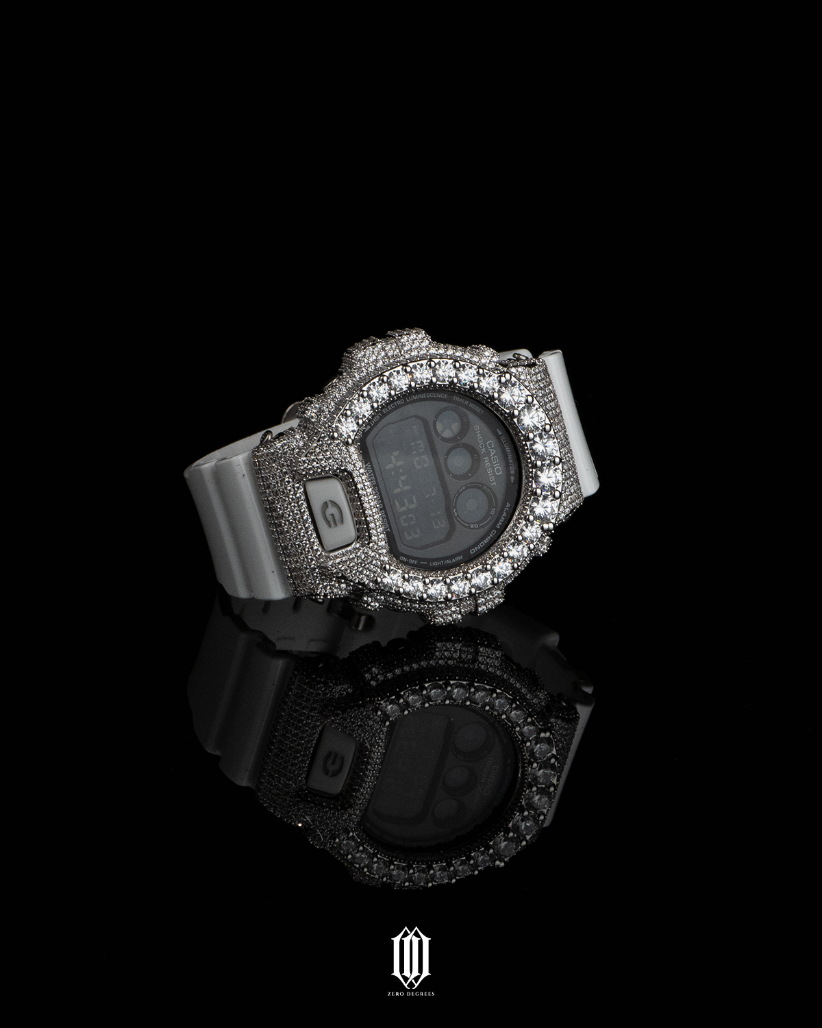 Iced Out DW6900 Watch Case - White Gold（ Case Only）