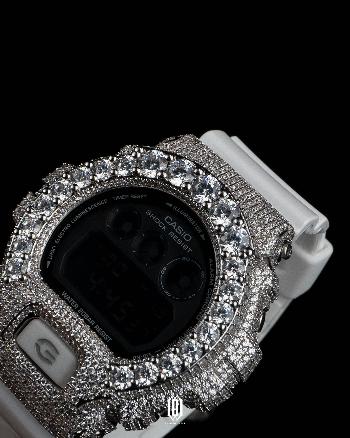 Iced Out DW6900 Watch Case - White Gold（ Case Only）