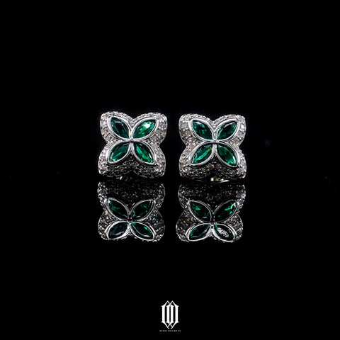 Green Clover Earring - White Gold