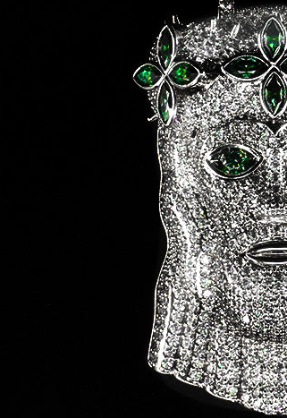 Green Clover Jesus Piece - White Gold