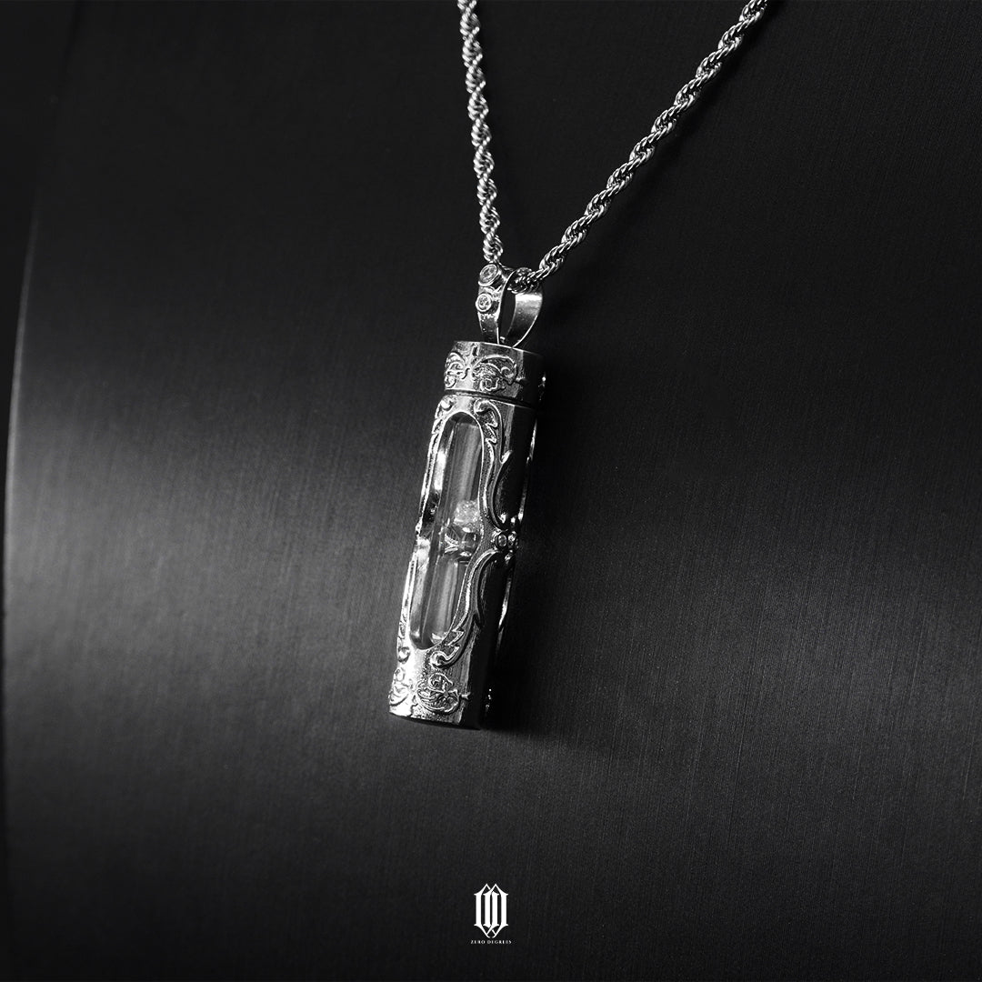 Chrono Hourglass Pendant - White Gold