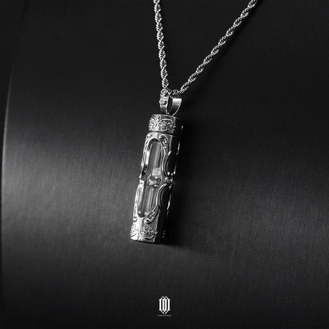 Chrono Hourglass Pendant - White Gold