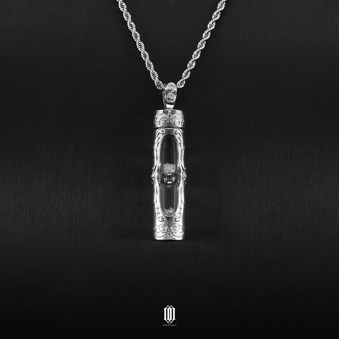 Chrono Hourglass Pendant - White Gold