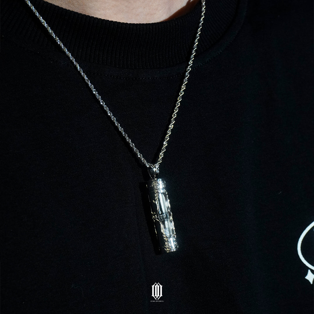 Chrono Hourglass Pendant - White Gold