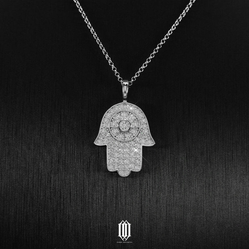 Moissanite Hamsa Pendant