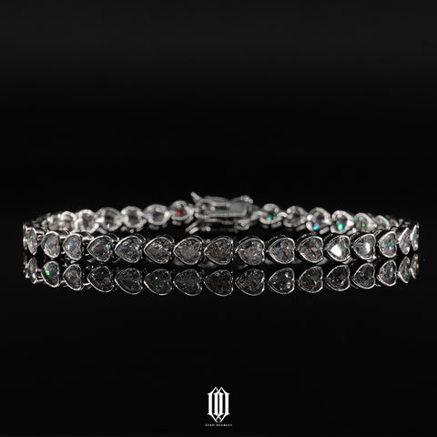 Heart Cut Bezel Tennis Bracelet - White Gold