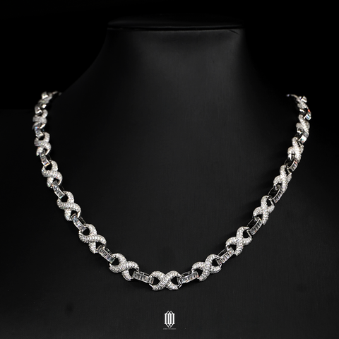10mm Infinity Link Necklace - White Gold
