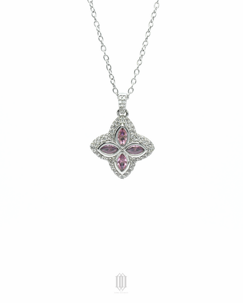 Iced Out Clover Pendant - White Gold