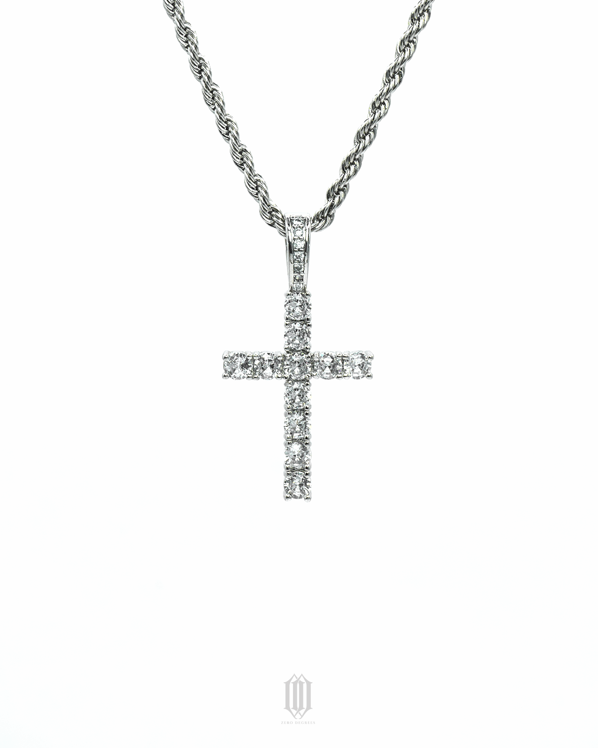 Icy Cross Pendant - White Gold