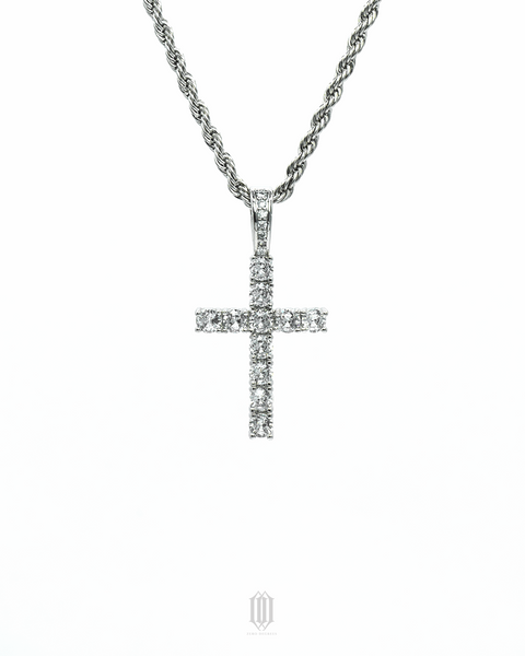 Icy Cross Pendant - White Gold