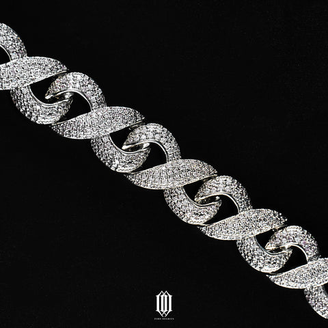 15mm Infinty Cuban Link Bracelet - White Gold