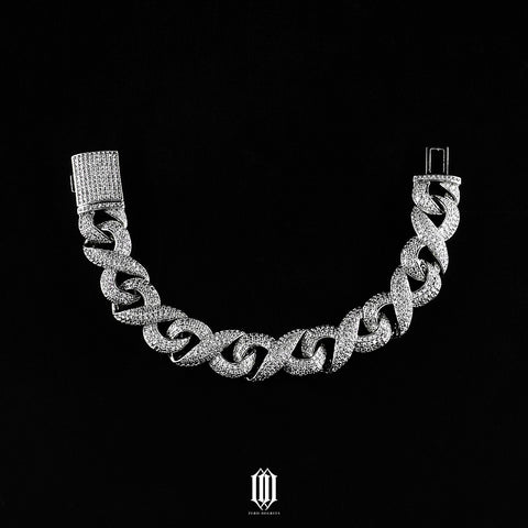 15mm Infinty Cuban Link Bracelet - White Gold