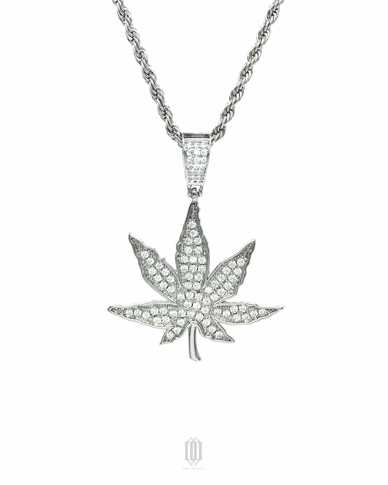 Maple Leaf Pendant - White Gold