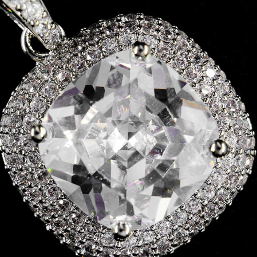 Mini Gemstone Pendant - White Gold