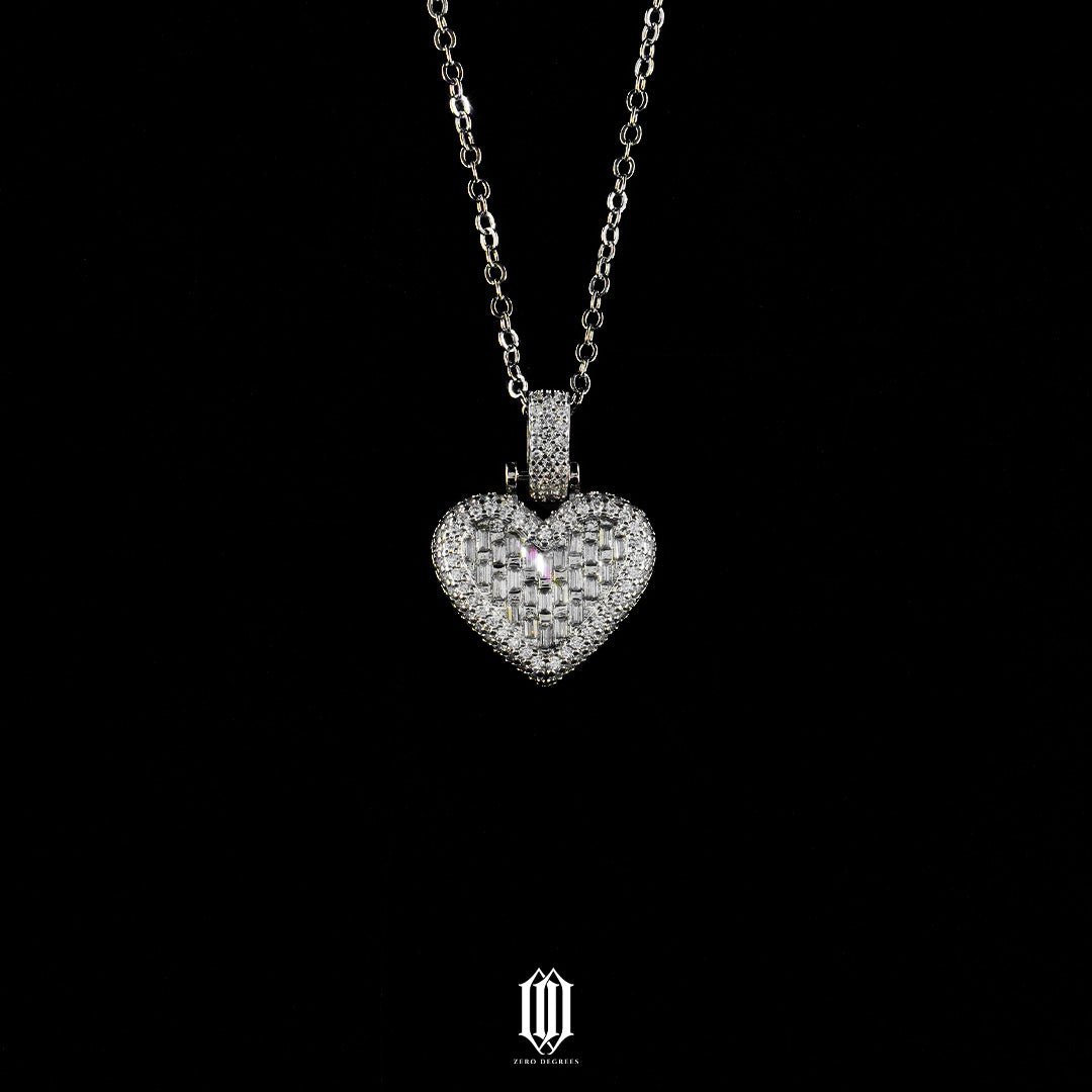 Mini Heart Pendant - White Gold