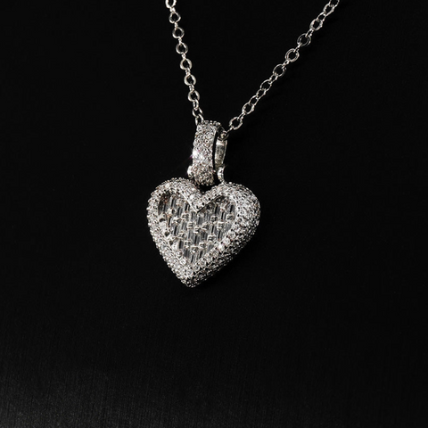 Mini Heart Pendant - White Gold