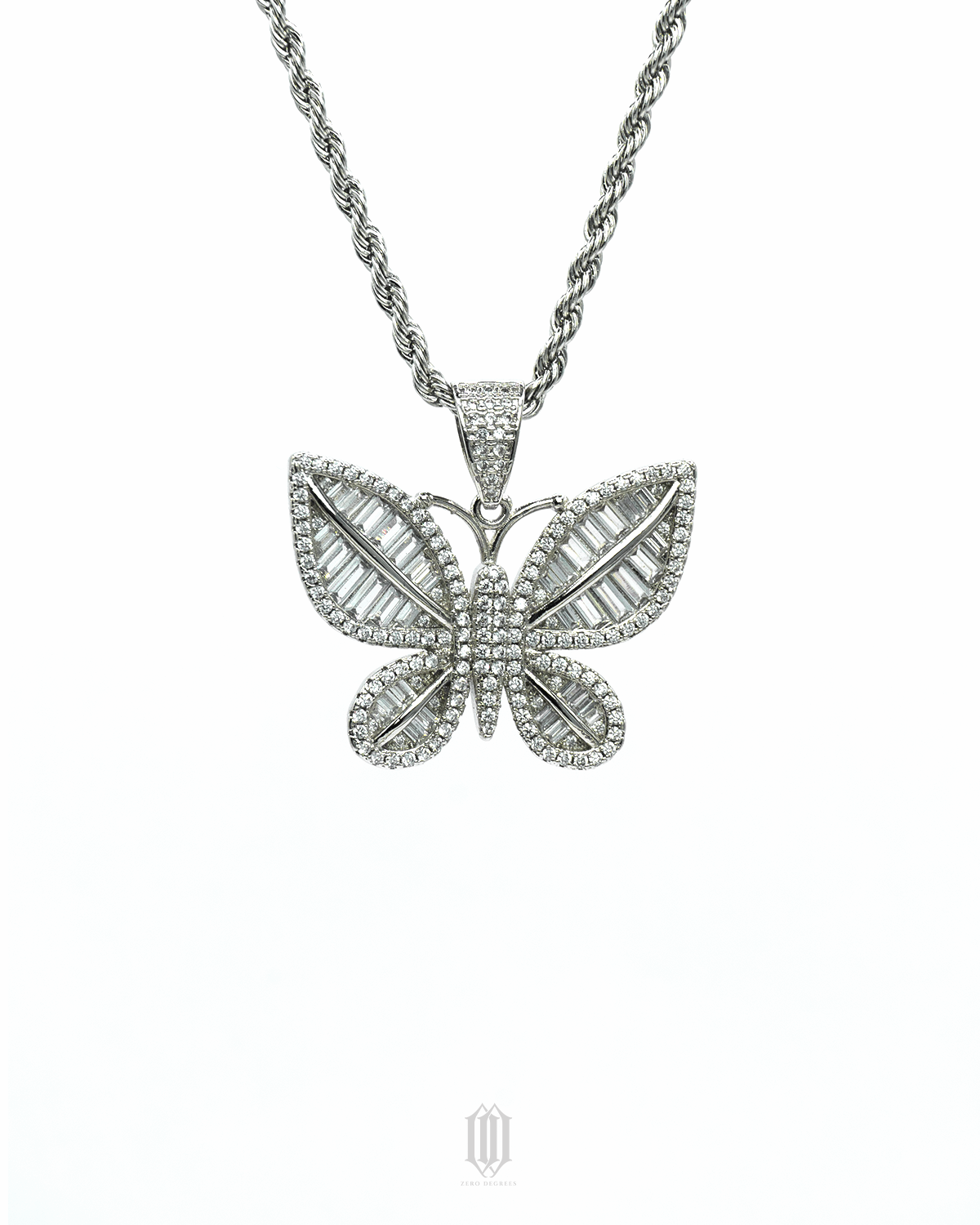 Mini Butterfly Pendant - White Gold