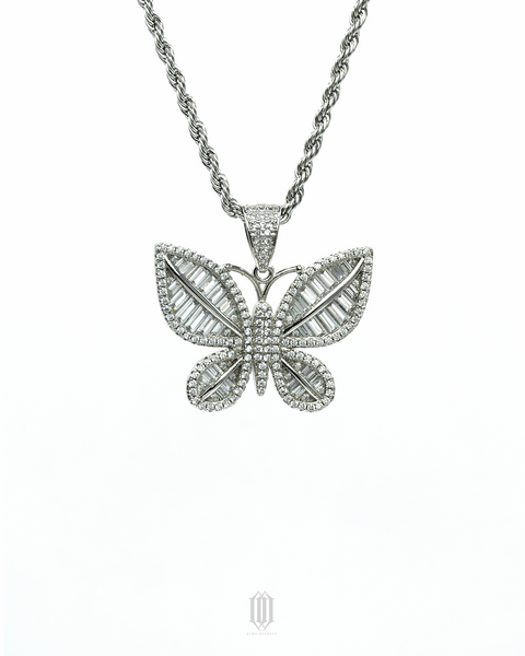 Mini Butterfly Pendant - White Gold