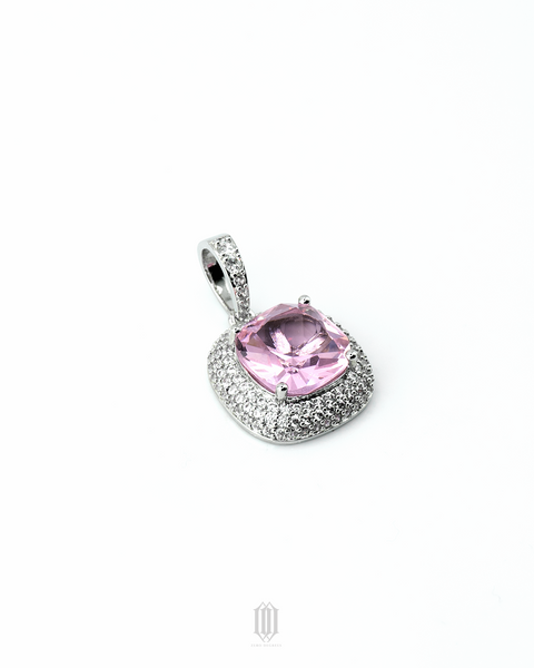 Mini Gemstone Pendant - Purple + White Gold