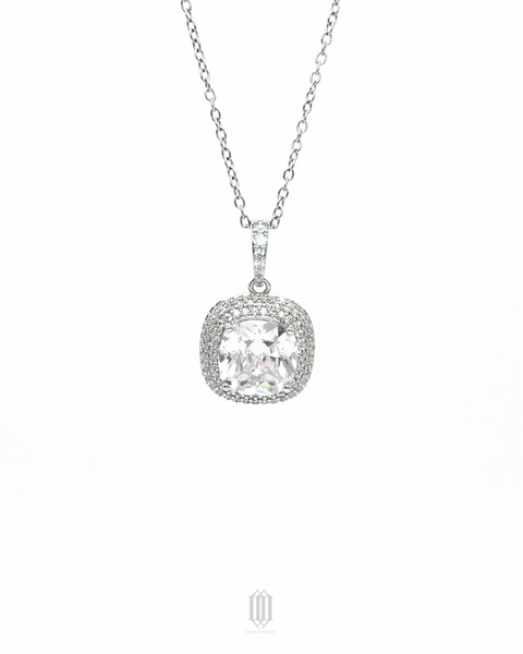 Mini Gemstone Pendant - White Gold