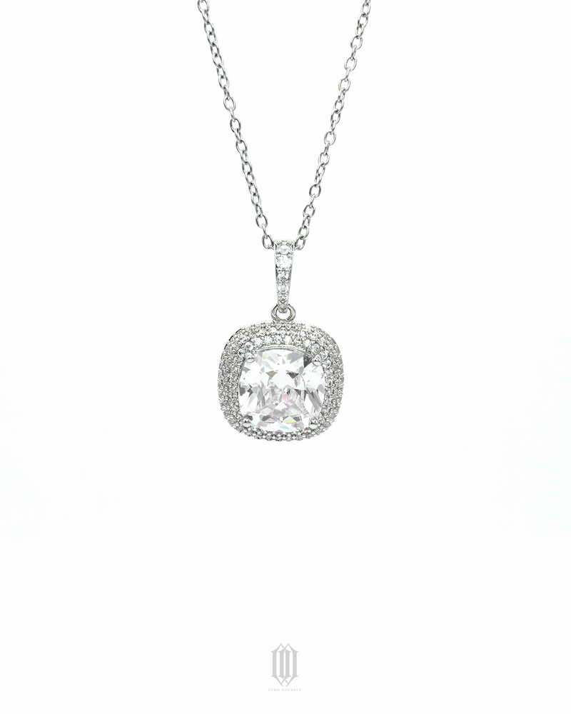 Mini Gemstone Pendant - White Gold