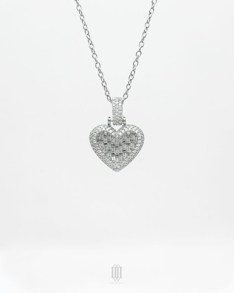 Mini Heart Pendant - White Gold