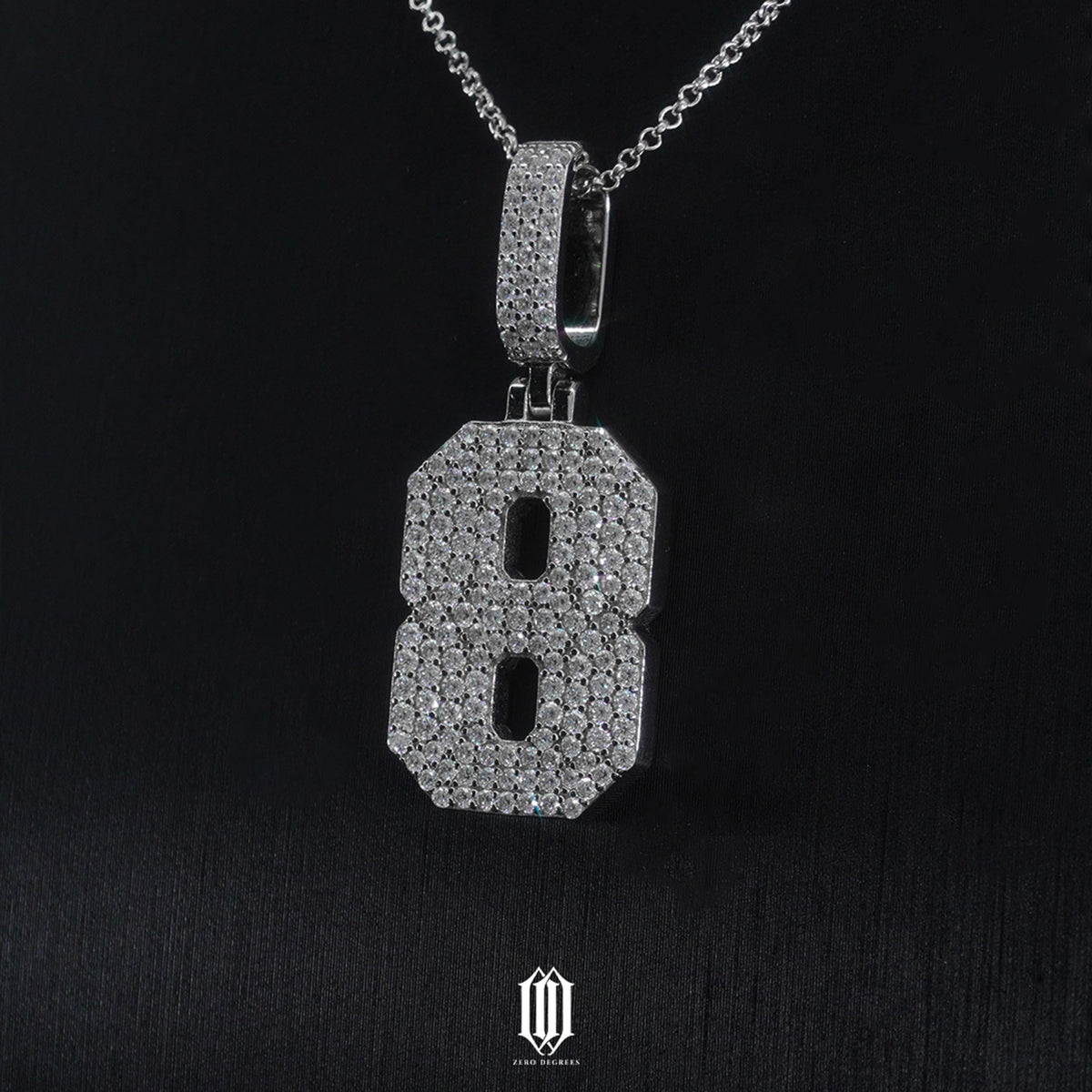 Moissanite Number Pendant - White Gold
