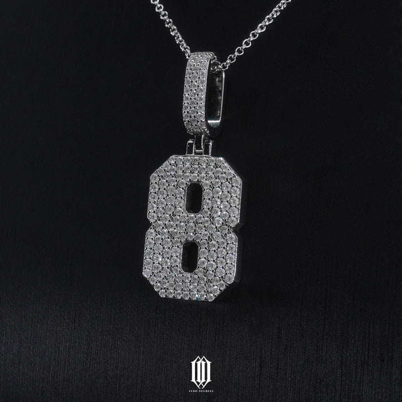 Moissanite Number Pendant - White Gold