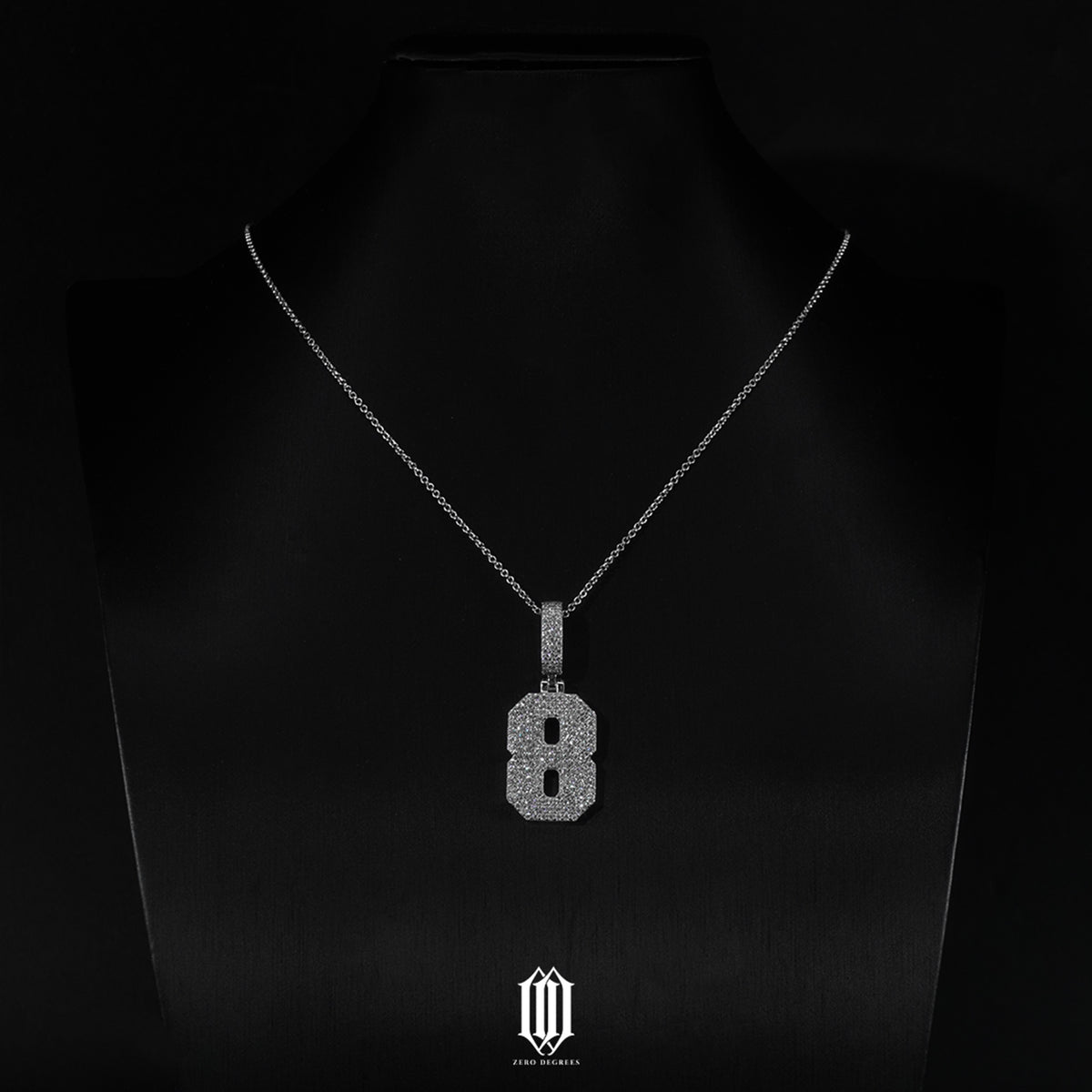Moissanite Number Pendant - White Gold