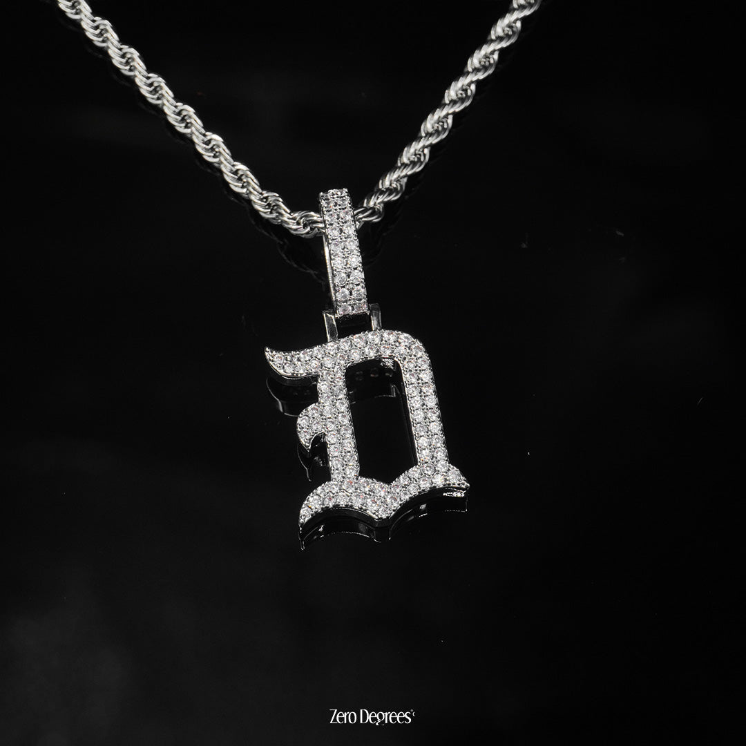 Iced Out Old English Font Letter Pendant
