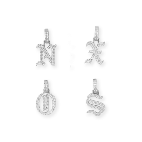 Iced Out Old English Font Letter Pendant