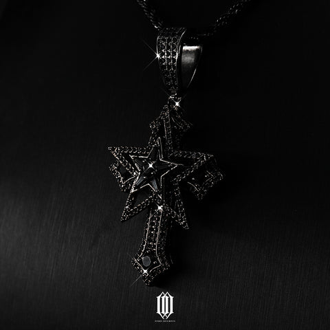 Obsidian Cross Pendant - Black