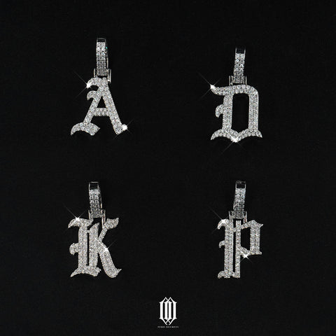 Iced Out Old English Font Letter Pendant