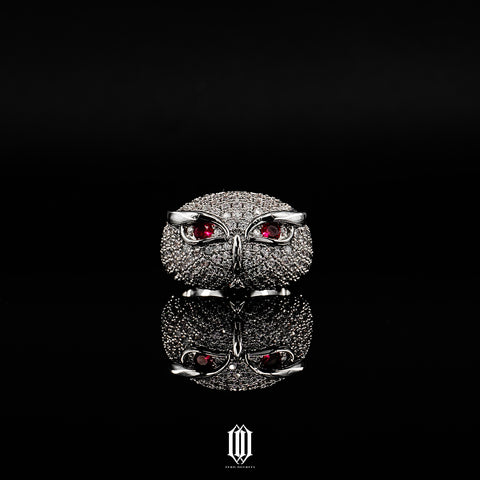 Owl Signet Ring - White Gold