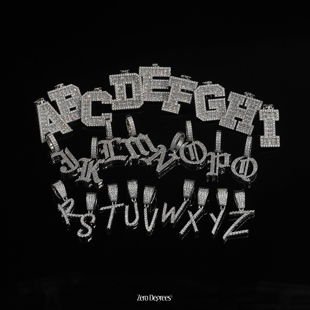 Iced Out Old English Font Letter Pendant
