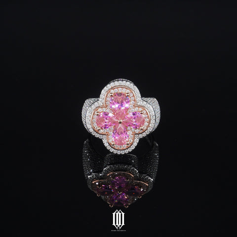 Pink Clover Moissanite Ring