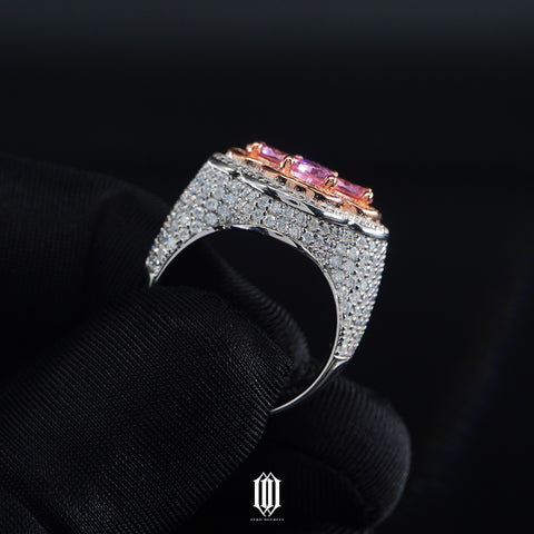 Pink Clover Moissanite Ring