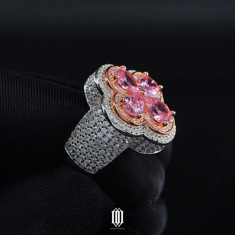 Pink Clover Moissanite Ring