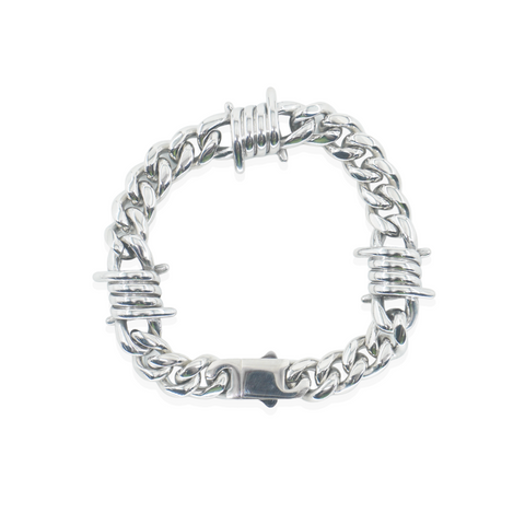 Barb Wire Plain Jane Cuban Link Bracelet